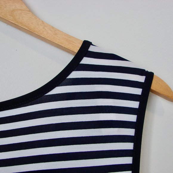 Maxi Dress Nautical Cruise Blue White Stripe Tall Sleeveless by Spanner Medium - Picture 14 of 16